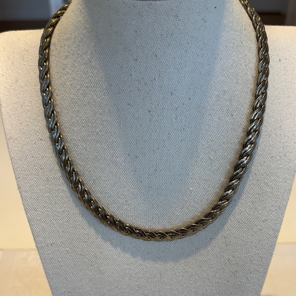 Thick Chunky Silver Braided Necklace